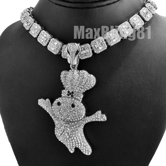 Hip Hop Silver Doughboy Pendant & 12mm 20